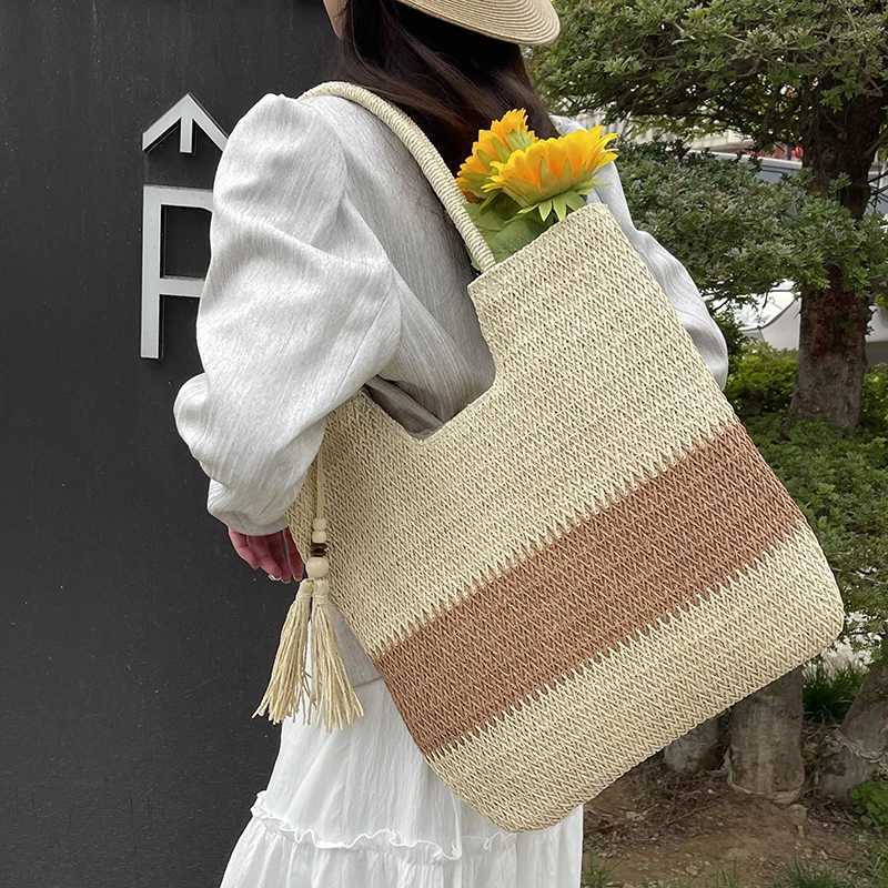 1 Straw Womens Shoulder Bag Handbag Fashion Casual Summer New Hawaiian Style Beach Holiday Seaside Environmental Protection XJ250620