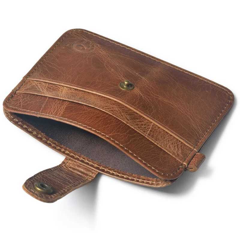 New Slim Genuine Leather Mini Wallet Bank Holder Mens Business Small ID Case For Women Purse 4 Slots Cardholder Z250621