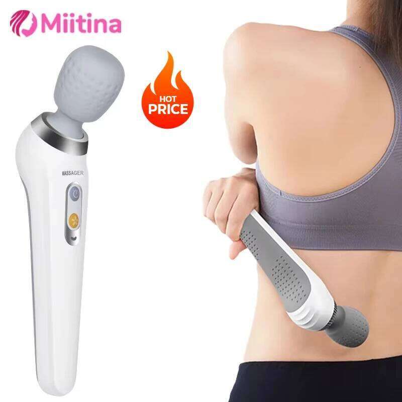5 Strength Adjustable Wand Vibrating Kneading Body Cervical Shoulder Neck Massage Relax Handheld Waterproof Rechargeable