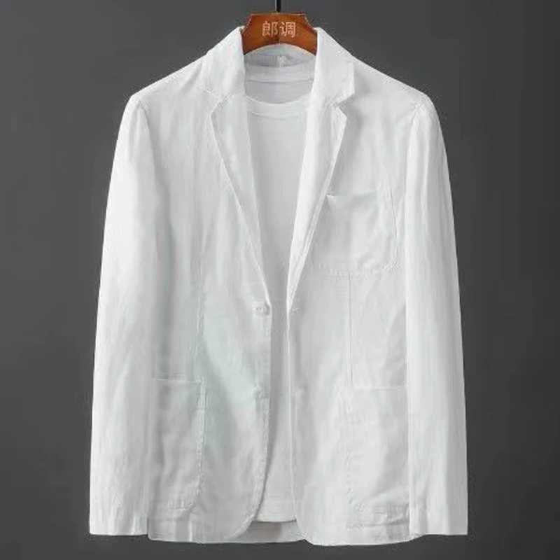 2025 Spring Autumn Men Blazer Jacket Solid Slim Casual Business Breathable Tops Cotton Linen Suit High Quality Coat Male Clothes XJ250621