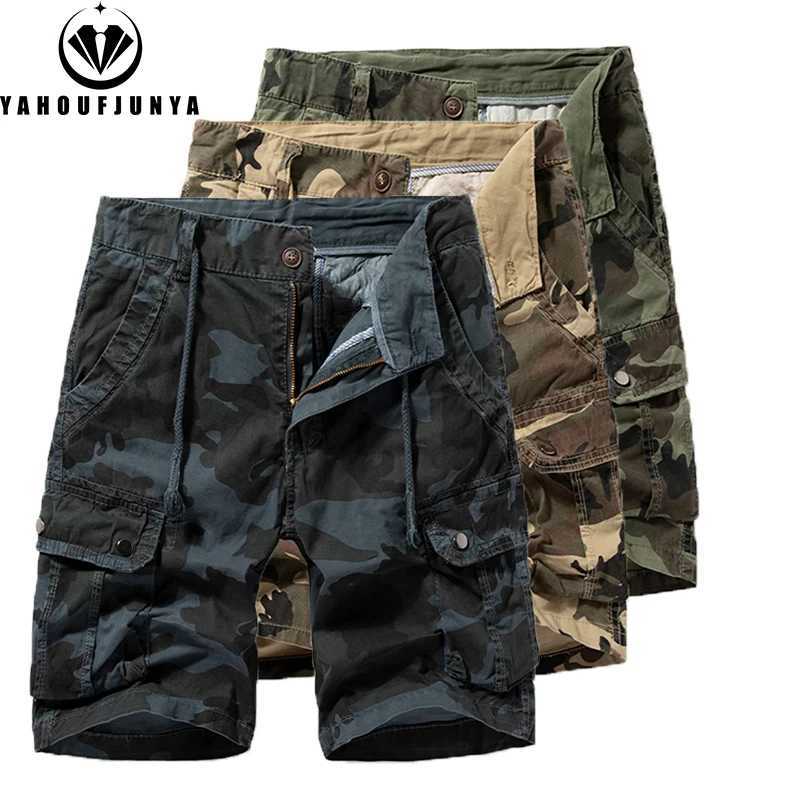 New Men Summer Outdoor Camouflage Cargo Straight Shorts Men Loose Casual Fashion Joggers Cotton High-Quality Design Short Male W250621