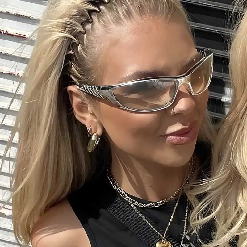 European and American retro sunglasses street photography for women futuristic technology Sun Glasses Y2K hot girls Glasses W250621
