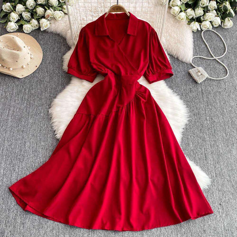 Long Dress Star Style Hepburn Inspired French Mid Length Waist Slimming Goddess A Line Dress Sexy Long Skirt
