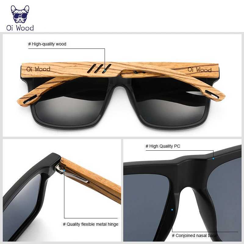 Oi Wood New High Quality Square Sunglasses For Men Polarized UV400 Fashion Sunglasses Mirror Sport Sun Glasses Driving oculos W250621
