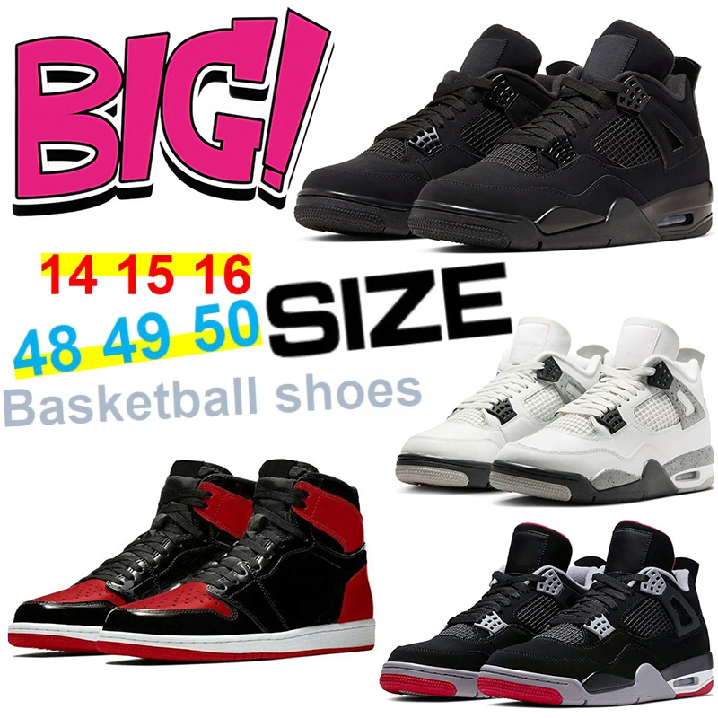 big size shoes large size basketball shoes 14 15 16 men women outdoor sneakers 1s Bred Patent University Blue 4s White Cement Bred Black Cat Thunder mens trainers