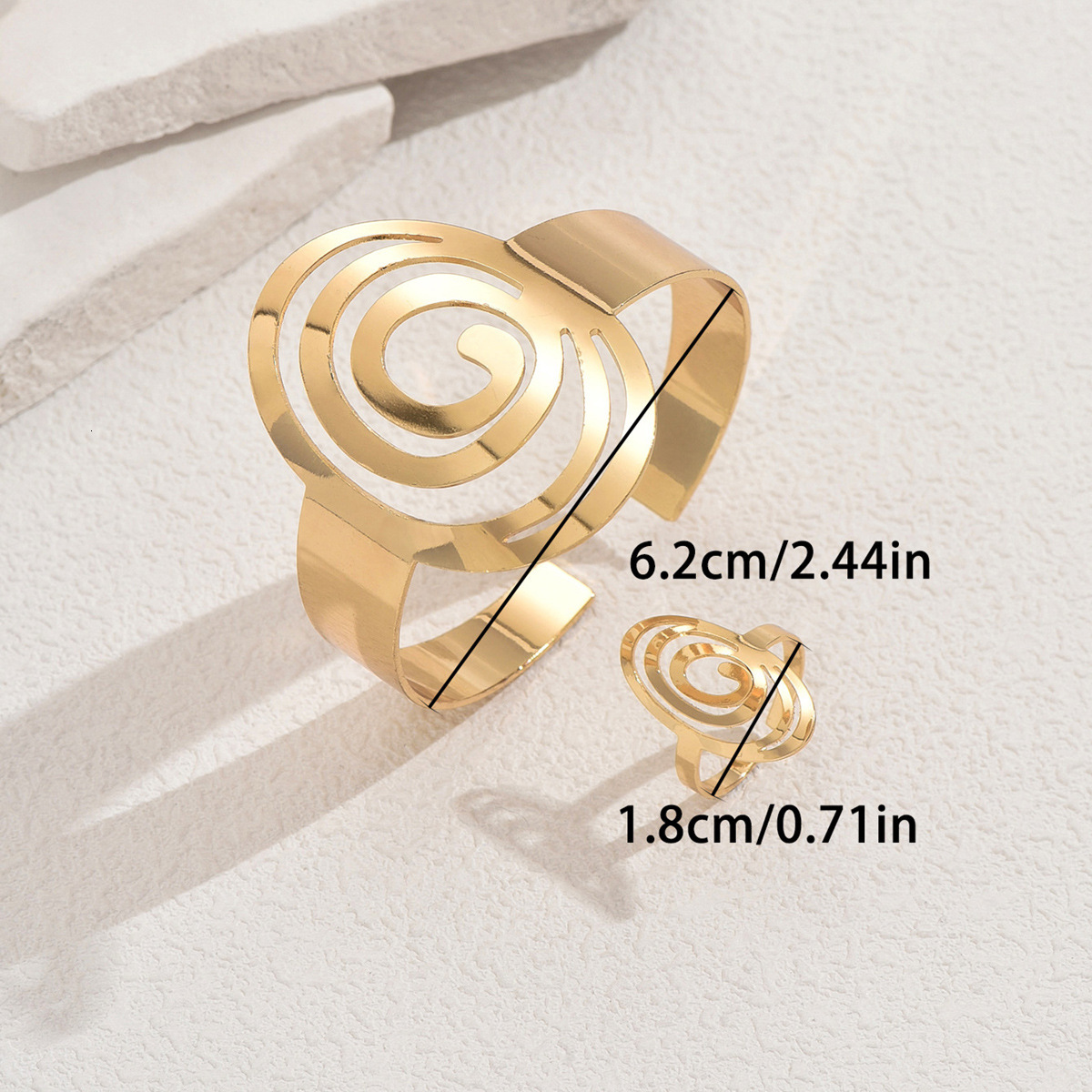 Style Women's Bracelet Set Personality Hlow Design Bangle Versatile Open Finger Ring