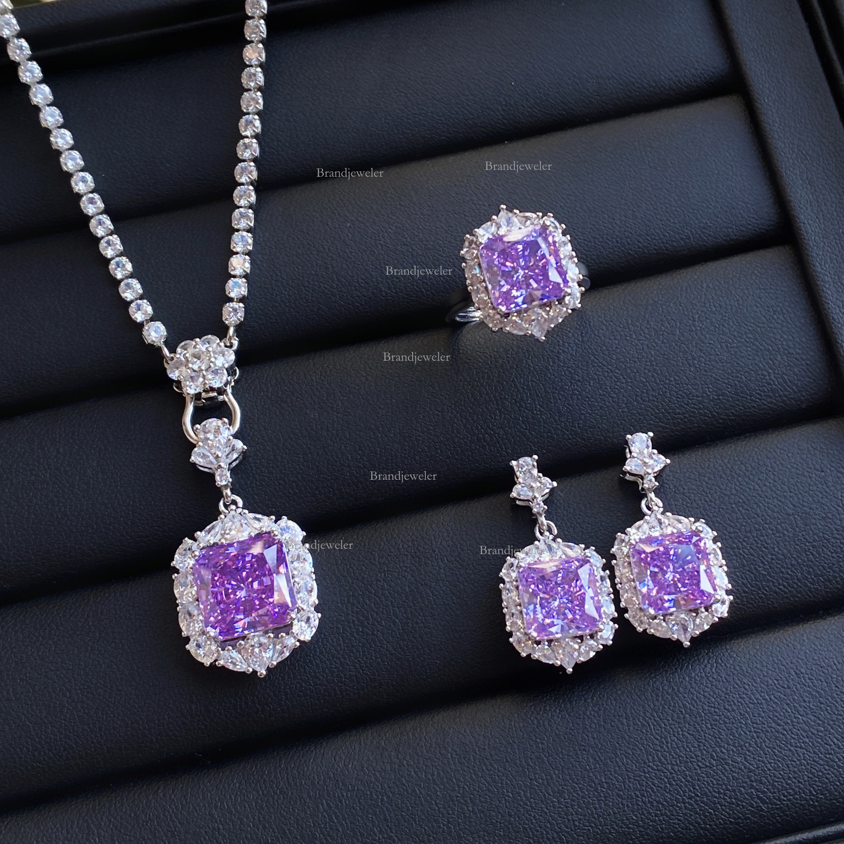 Purple Kunzite Free Delivery Starry Sky Cut Comparable To Ice Flower Full Designer Necklace Diamond 2025 New Model Ring For Women Elegant Pendant Earr