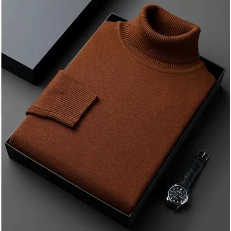 Sweatwear Mens Anti-pilling Knitted Turtleneck Sweater Slim Fit Long Sleeve Pullover Solid Color Trend Men Clothing Z250621