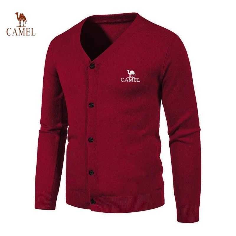 New Mens Embroidered CAMEL Long Sleeved Knitted V-neck Cardigan Autumn and Winter Fashionable Casual Multifunctional Top Z250621