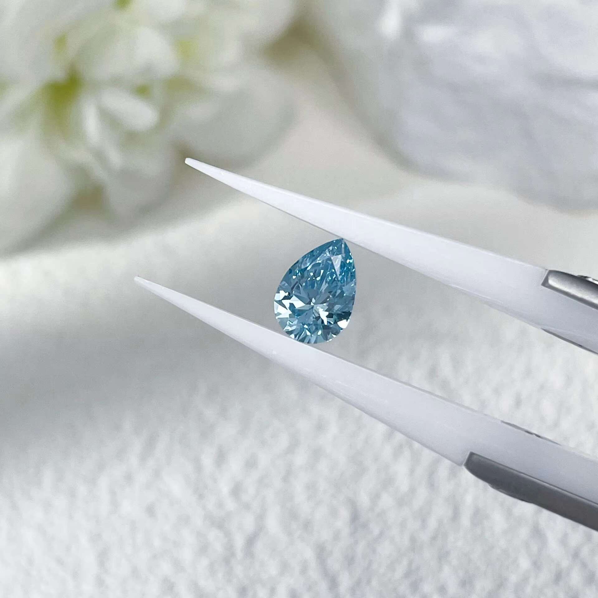 Blue Pear Cut 0.5carat- 2.5carat Lab Grown Diamond HPHT CVD Diamond Fancy Blue Color VVS VS 3EX Loose Diamond IGI GIA