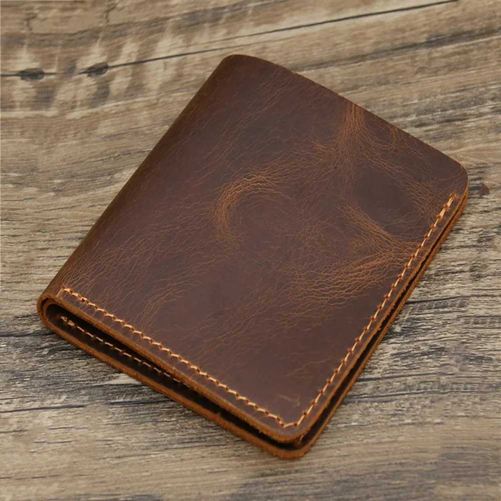 100% Genuine Leather Wallet Men Vintage Style Bifold Brown Wallet for Men Leather Genuine Z250621