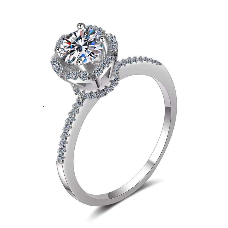 Womens 925 Silver Ring with VVS Diamond Moissanite Brilliant Cut Engagement Ring for Parties Anniversaries Fashion Accessories