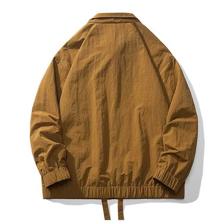 Men Hip Hop Streetwear Jacket Coat Retro Color Green Patchwork Harajuku Jacket Windbreaker Oversized Track Jacket Pocket Autumn XJ250621