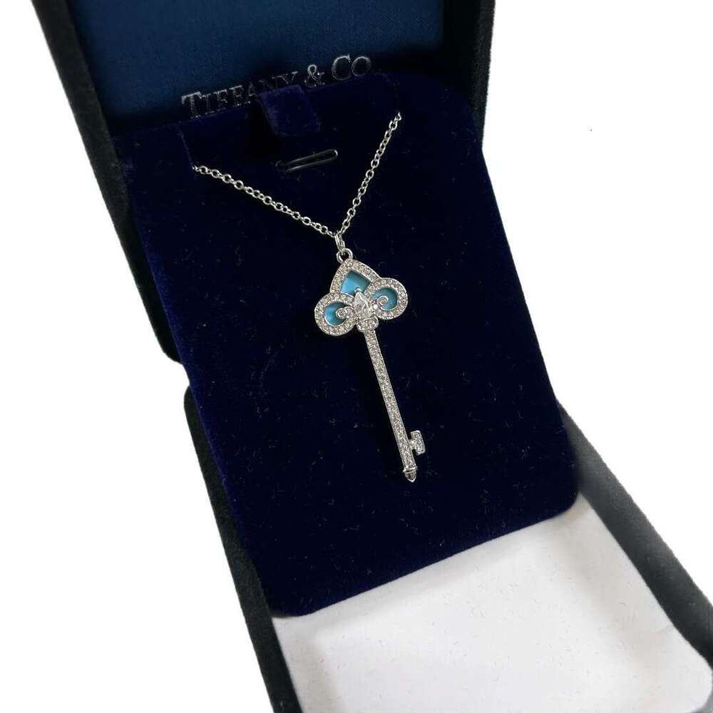 Brass High Version Iris Turquoise Key for Women Trendy Necklace
