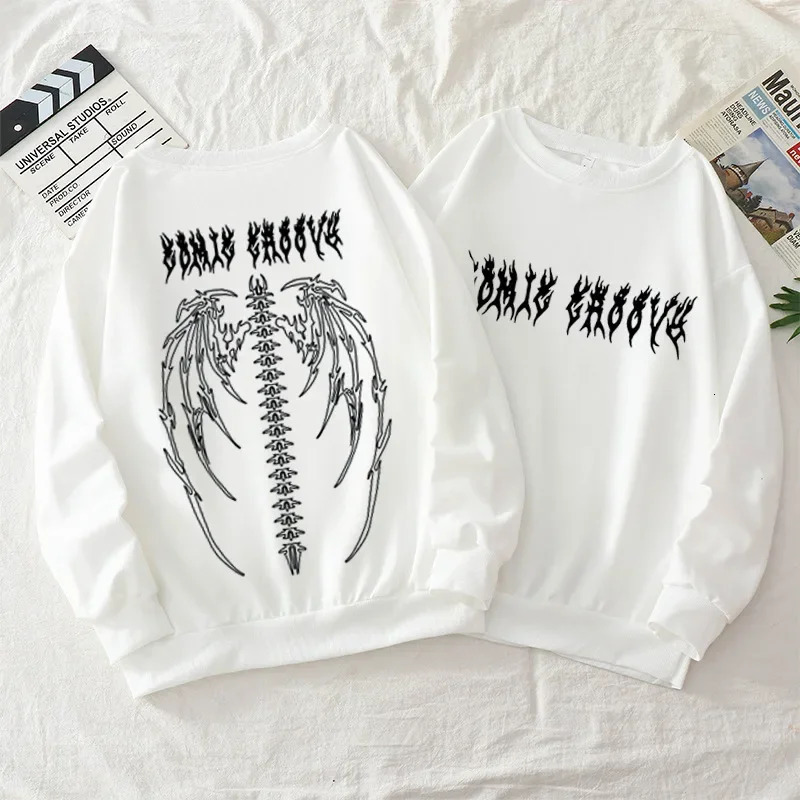 Mens Loose Tracksuit Casual Printing Sweatshirt High Quality s Versatile Pullover Trend Black White Street Tops Clothing 250619