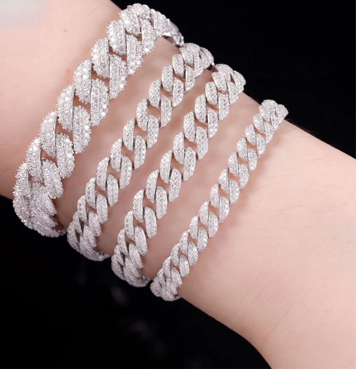 Fast Shipping Moissanite Dia Hip Hop Jewelry Sterling Sier 6mm 9mm 13mm Iced Out 2 Rows Cuban Link Chain Men Necklace
