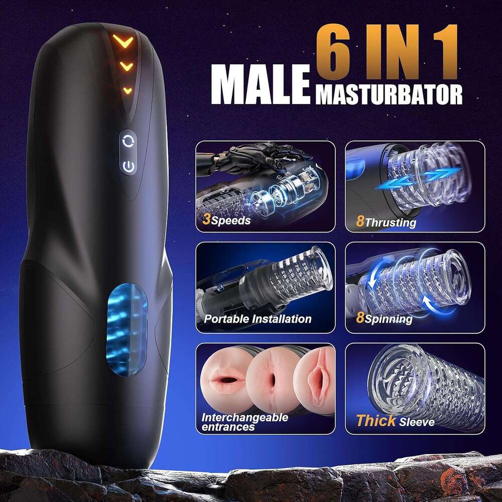GRRL Toyz Masturbator for Men - Toys Adult Toys Pump poussant 8 modes de rotation, Stroker masculin de la chatte de poche avec indicateur de manc
