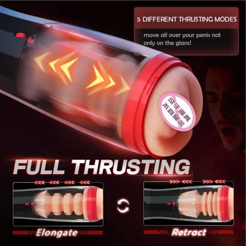 Fully Automatic Retractable Masturbator Cup Male Masturbador Adult Fun Aircraft Cup Pocket Pussy Vibrating Sex Toy Adult Toys W250621