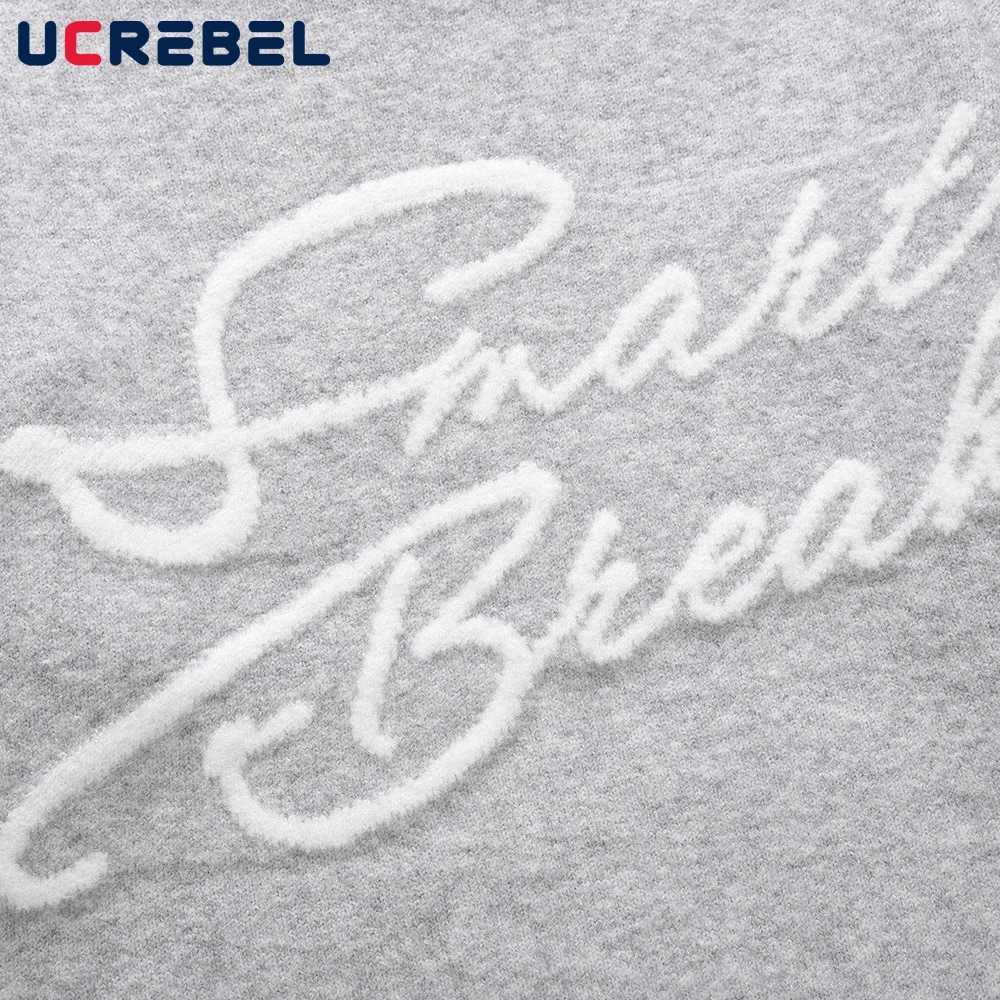 Letter Embroidery Crew Neck Sweater Mens Streetwear Loose Long Sleeve Knitted Pullover Men Autumn Z250621