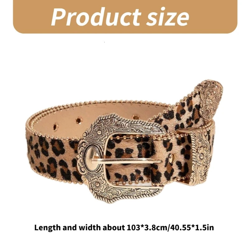 652F Leopard Pattern Belt for Women Fashion Waist Belt 2000s Girl All Matching Belt for Teens Western Belt Vintage Waistband 250617