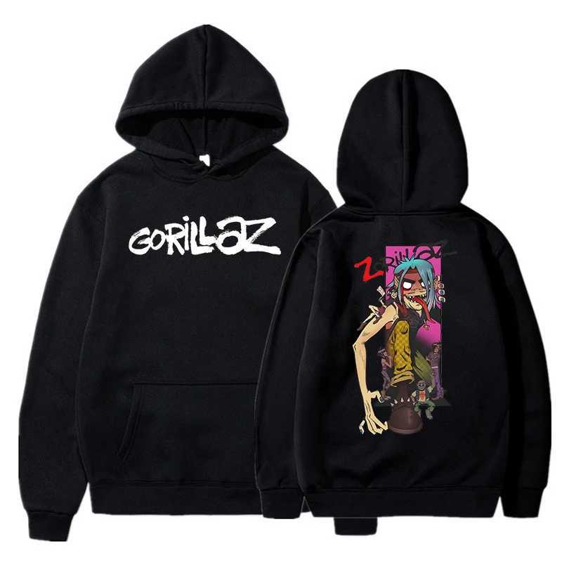 Autumn And Winter Pullovers Long Sleeve Loose Soft Sweatshirt Streetwear Coat Gorillaz Print Women Men Hooded Pocket Hoodie XJ250621