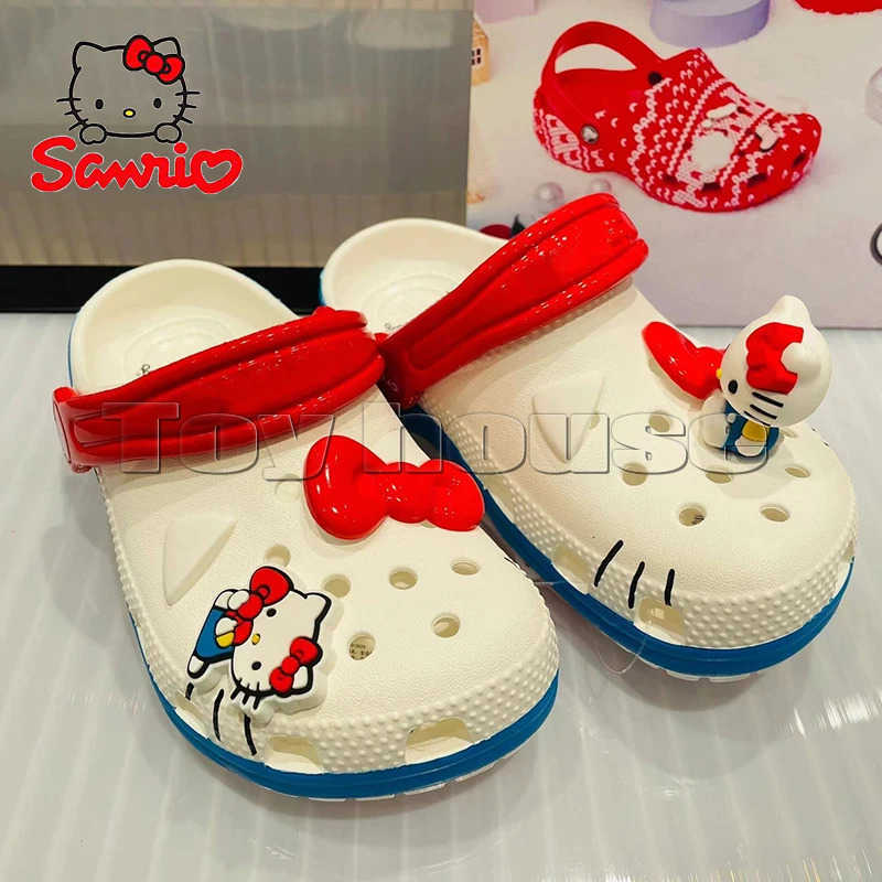 Sanrio New Sanrio Hello Kitty Hole Sandals Slippers Kt Cat Sandals Kawaii Eva Anime Home Beach Shoes Summer Slippers Adult Kids Giftsw250621