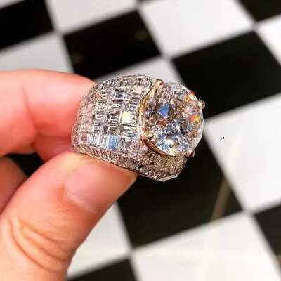 Wholesale Mens 14K/18K Gold VVS Moissanite 925 Silver Diamond Rings Hip Hop Style Cross Iced Out for Weddings Classic Design