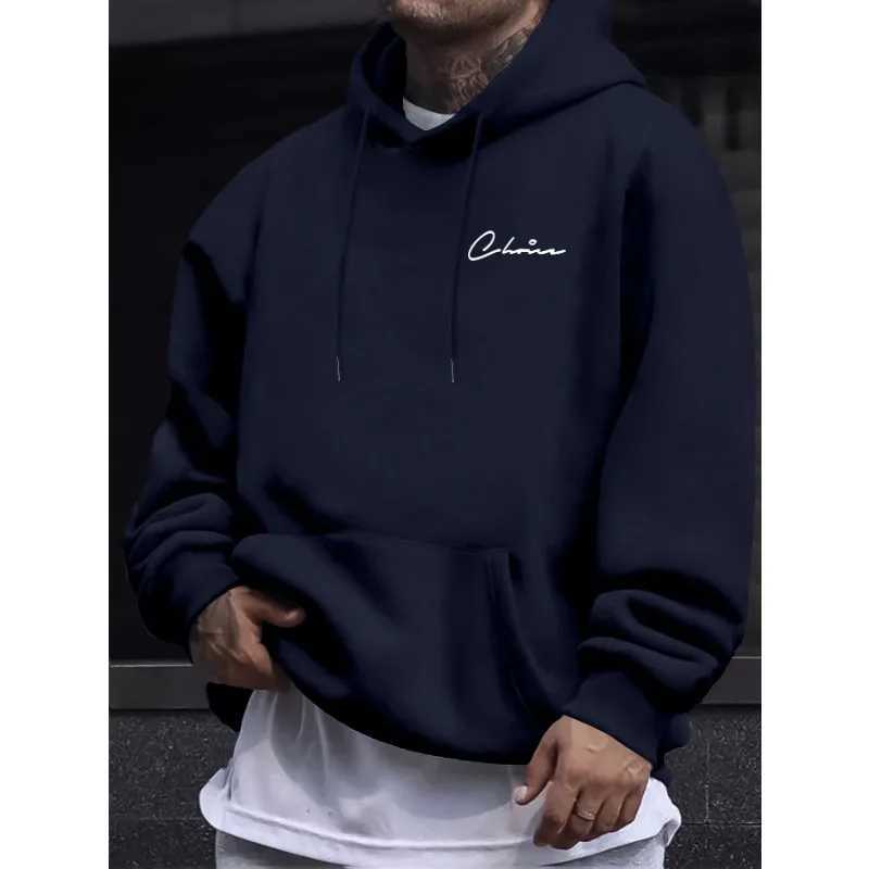 2025 New Simple Printed Mens Casual Hoodie Comfortable Hoodie with Kangaroo Pocket Loose Casual Four Seasons Street Hoodie XJ250621