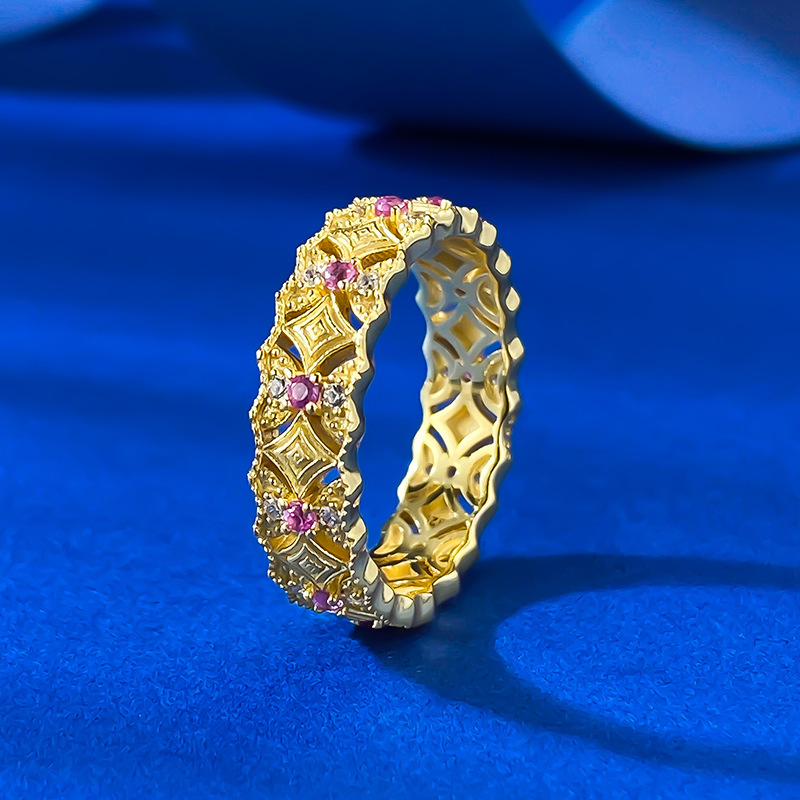 S925 Sterling Silver Ring Elegant Lacy Design with Sparkling Cubic Zirconia Diamonds Ring