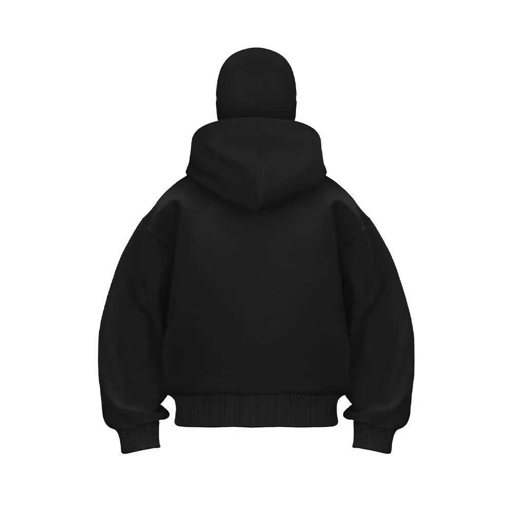 2K Fashion Double-Caps Hoodie Men Women Zipper Hooded Sweatshirts Solid Color Fleece Hoodies Spring Autumn Mens Clothing XJ250621