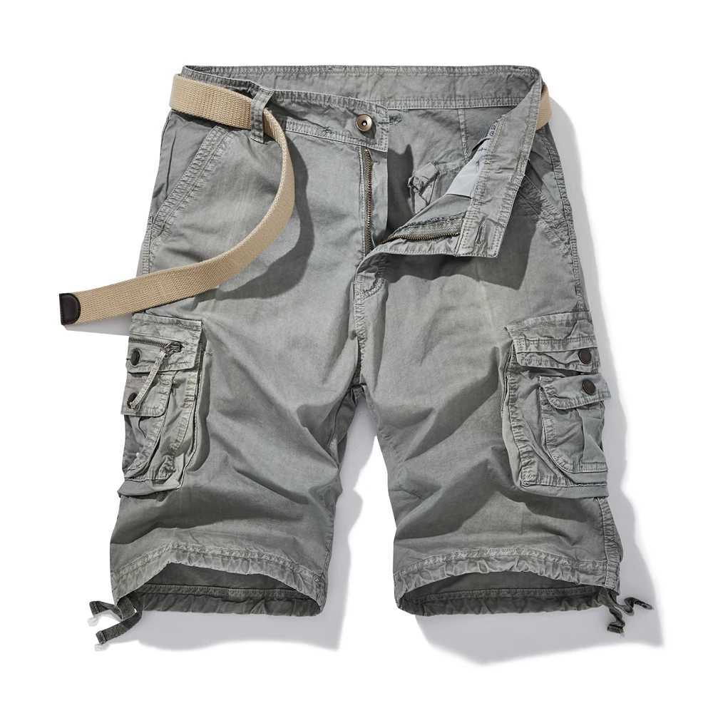 2023 Summer Men Cargo Cotton Shorts Men Clothing Casual Solid Breeche Bermuda Beach Jogger Multi Pocket Shorts Male Dropshipping W250621