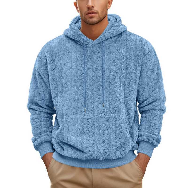 High Street Autumn and Winter New Mens Hooded Jacquard Teddy Fleece Sports and Leisure Trend Sweater Z250621