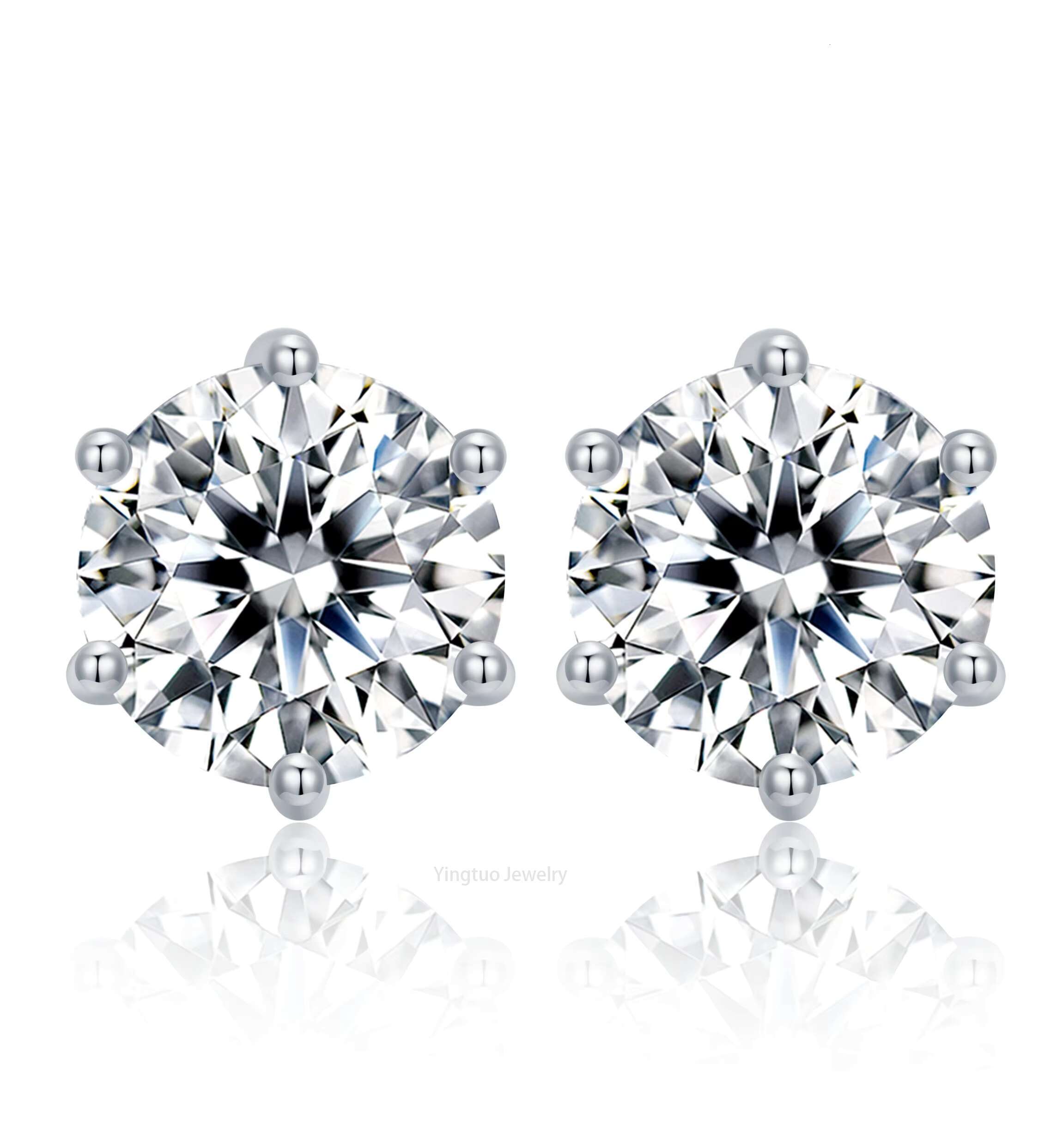 Wholesale 3MM/4MM/5MM/6MM S925 Silver Six Claw Earrings 18K Gold Earrings D Color Vvs Moissanite Women Earrings