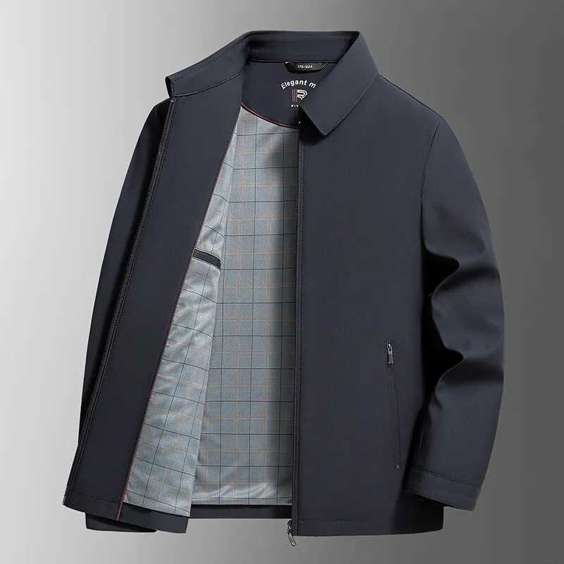 2025 Spring and Autumn New Mens Flip Collar Non Ironing Casual Jacket with Fashionable Design Business Jacket Dads Clothing XJ250621