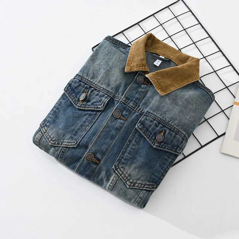 Patchwork Denim Jackets for Men Spring Autumn American Vintage Casual Workwear Youth Distressed Old Washed Jeans Tops Outerwear XJ250621