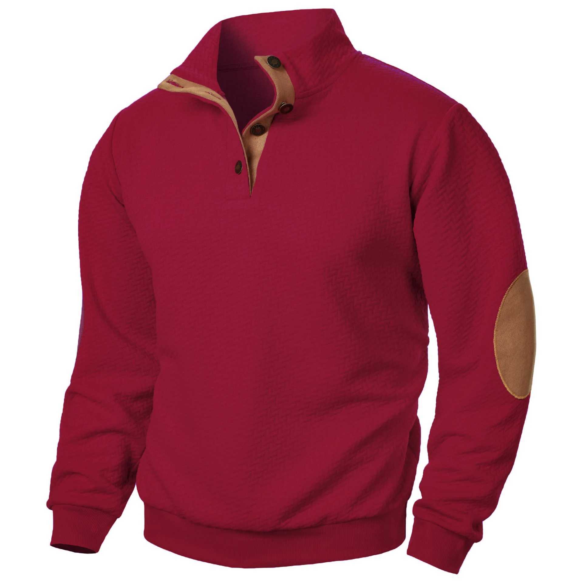 New Mens Casual Sweatshirt Casual Long Sleeve Stand Collar Button Pullover Sweatshirts Autumn Outdoor Streetwear for Men Z250621