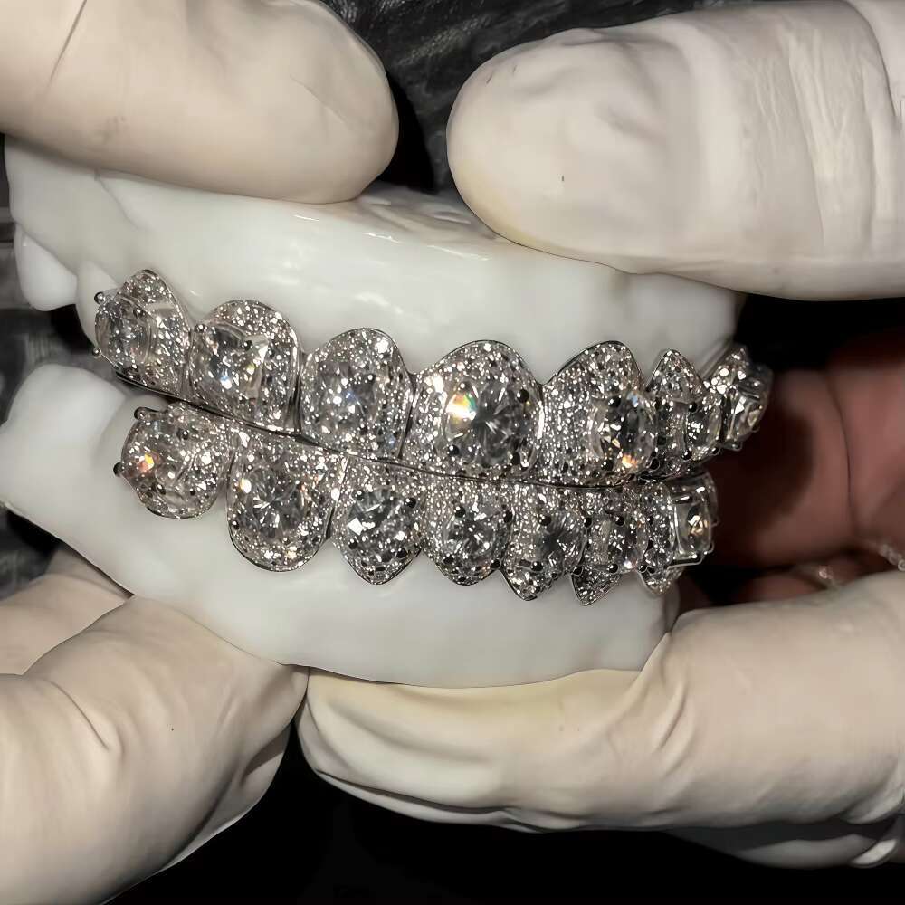 Custom Jewelry Honeycomb Teeth Grillz Iced Out Diamond Cut Vvs Moissanite for Men Women