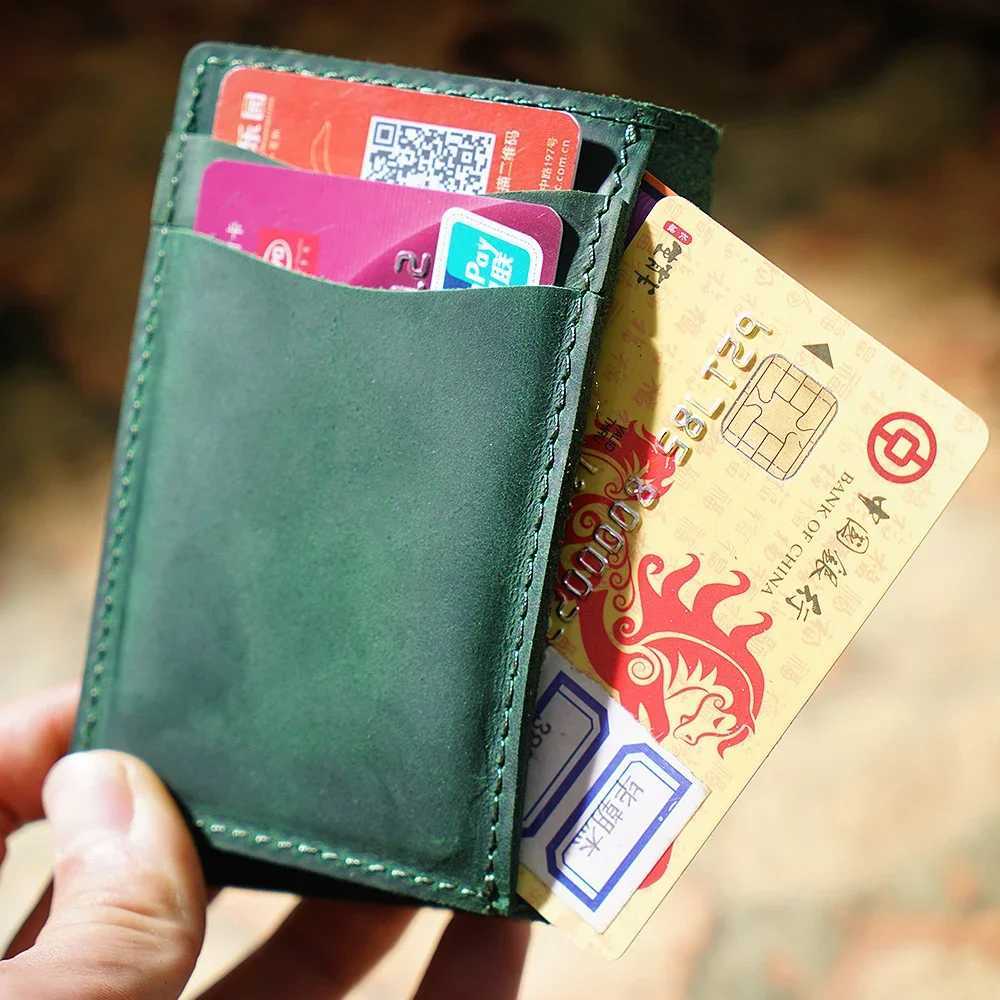 Genuine Leather Credit ID Card Holder Vintage Business Cards Storage Bag Unisex Wallet Coins Case Pocket Z250621