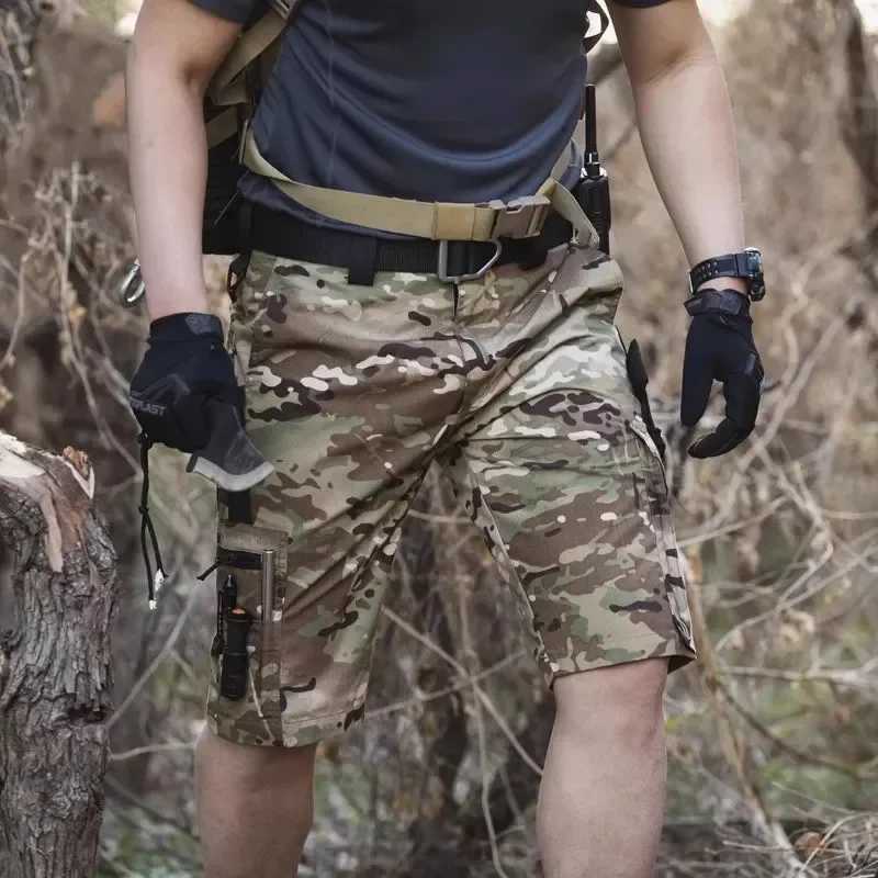 Camouflage Cargo Shorts for Men Summer Quick Drying Multiple Pockets Hunting Pants Outdoor Hiking Fishing Thin Shorts Male Jogger W250621