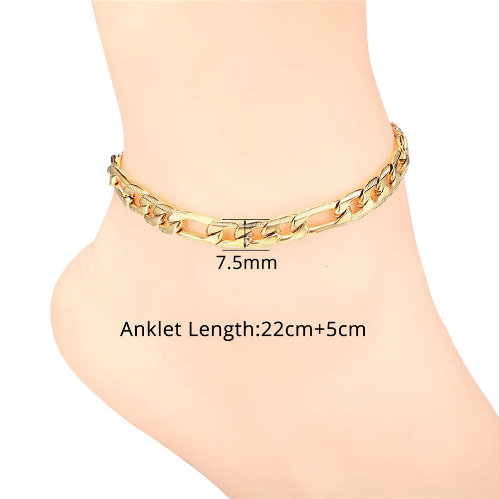 Fashion Chain Anklets For Women Stainless Steel Gold Color Gothic Foot Beach Accessories Boho Jewelry on Leg 250617