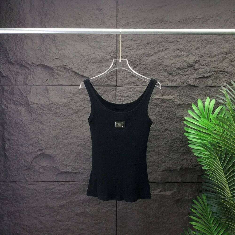 high-quality designerdesigner Summer New Metal Letter Vest Slimming U-Neck Top Trendy Base Layer Garment For Smooth Slim Fit European And American Sty