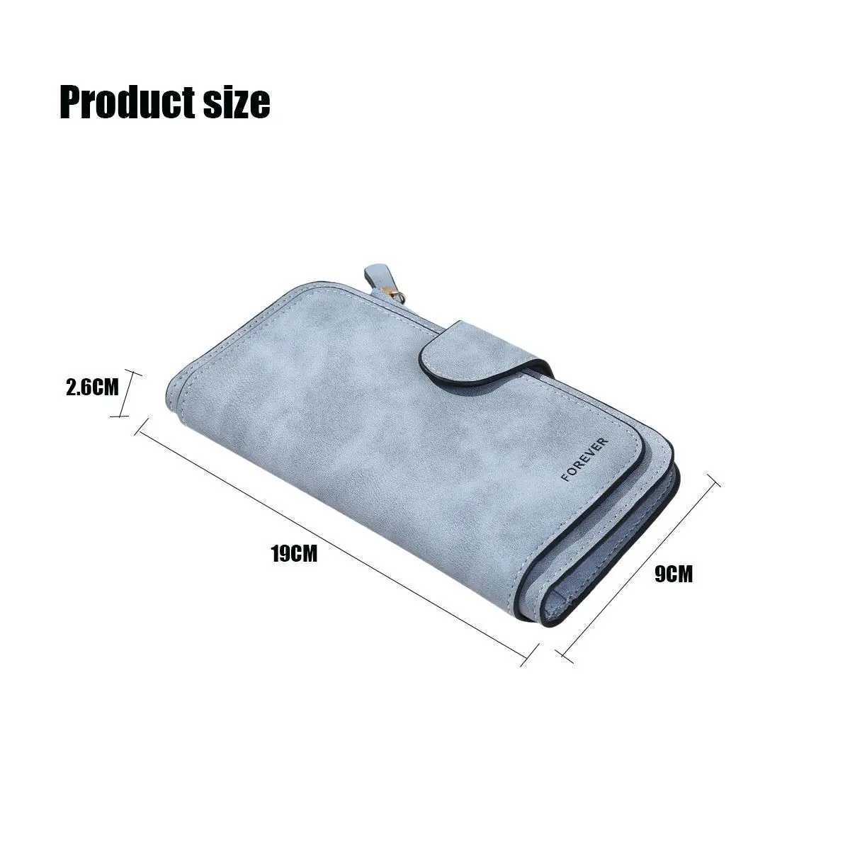 Women Wallet Frosted Leather Long Vintage Female Clutch Bag Holder Ladies Zip Purse Phone Money Clip Z250621