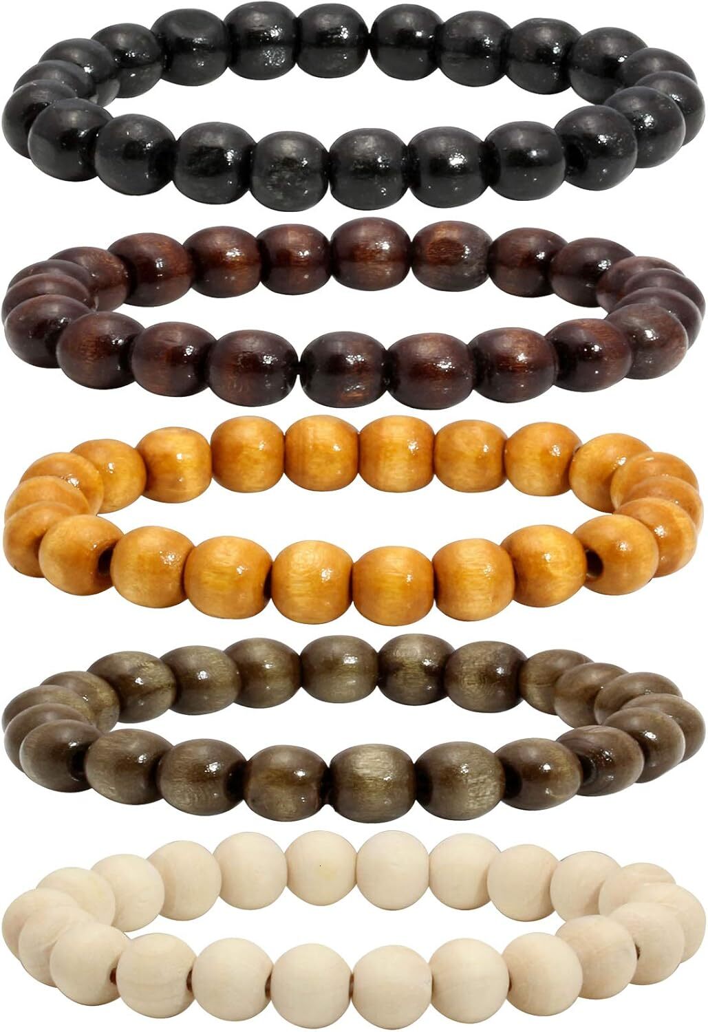 Luxury Wooden Beaded Attract Prosperity Buddhist Consecration Ward Off Evil Bracelet Bangle for Men and Women Elastic