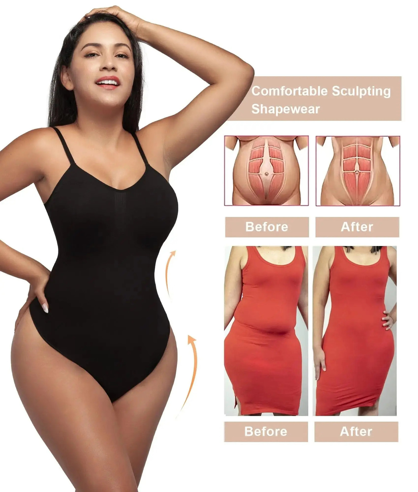 V Neck Spaghetti Strap Bodysuits Compression Body Suits Open Crotch Shapewear Slimming Body Shaper Smooth Out Bodysuit Shaper 250617