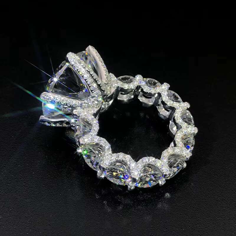 9mm 3ct 925 Sterling Silver Engagement Moissanite Wedding Rings VVS D Color Moissanite Mens Rings