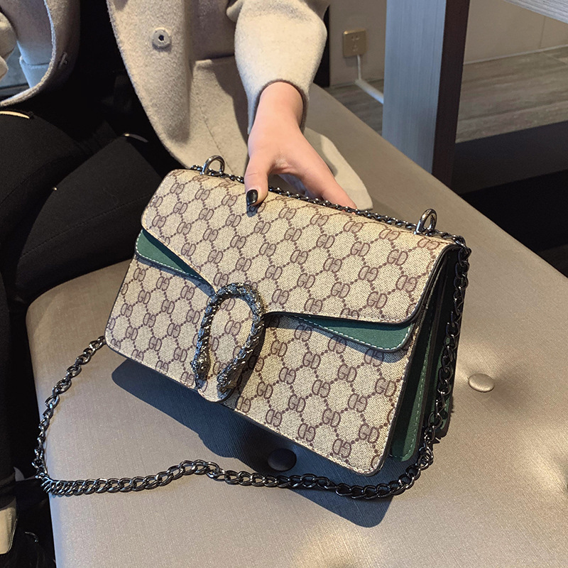 Free Shipping Designer Bag 2025 New Fashion Retro Printed Mini Shoulder Wide Chain Luxury Bag Women's Bag