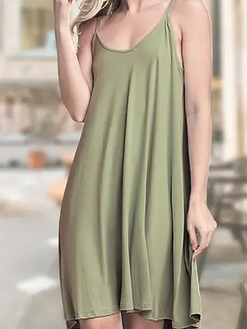 Skin-friendly and breathable fashionin Spaghetti strap pocket mini dress AWDSD0612