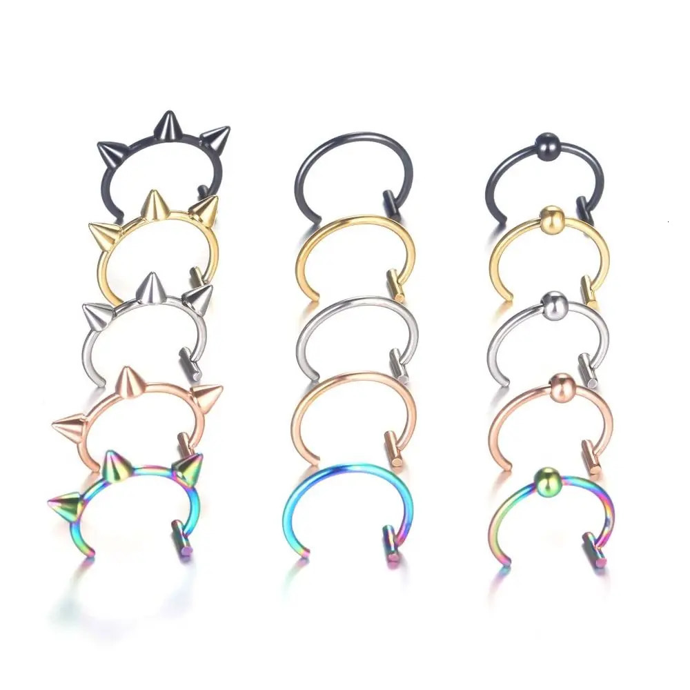 1PC Fashion Stainless Steel Nose Ring Non-Pierced Hip Hop Hoop Septum Ring Body Jewelry 250617