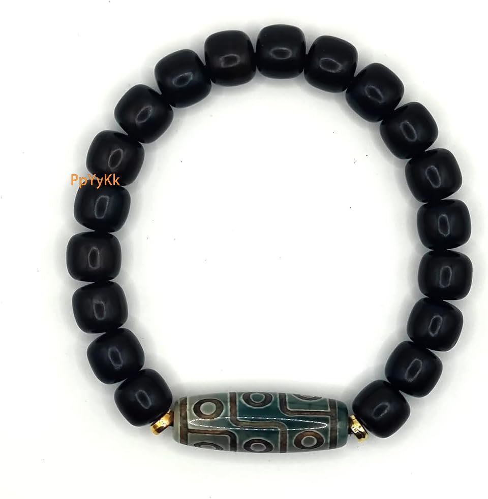 Attract Prosperity Zen Dear Unisex Natural Ebony Buddhist Prayer Bead Necklace Bracelet Tibetan Prayer Mala Beaded 108 Wood Beads Black Buddhist Conse