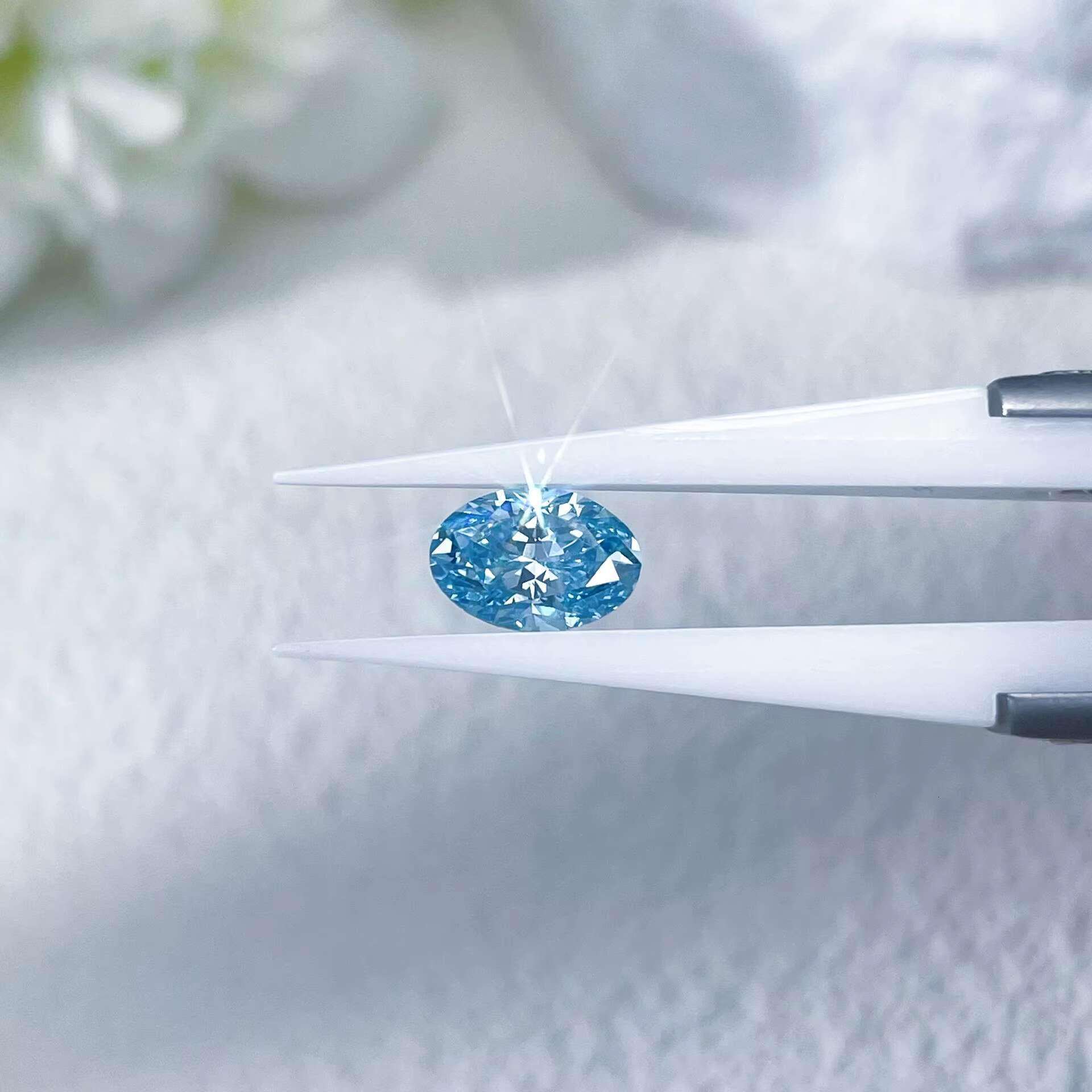 Blue Oval Cut 0.5carat- 2.5carat Lab Grown Diamond HPHT CVD Diamond Fancy Blue Color VVS VS 3EX Loose Diamond IGI GIA